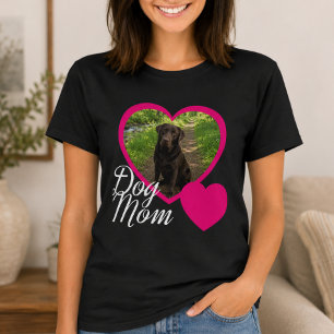 Camiseta Mamá Perro Escritura Rosa Corazón Foto Negra