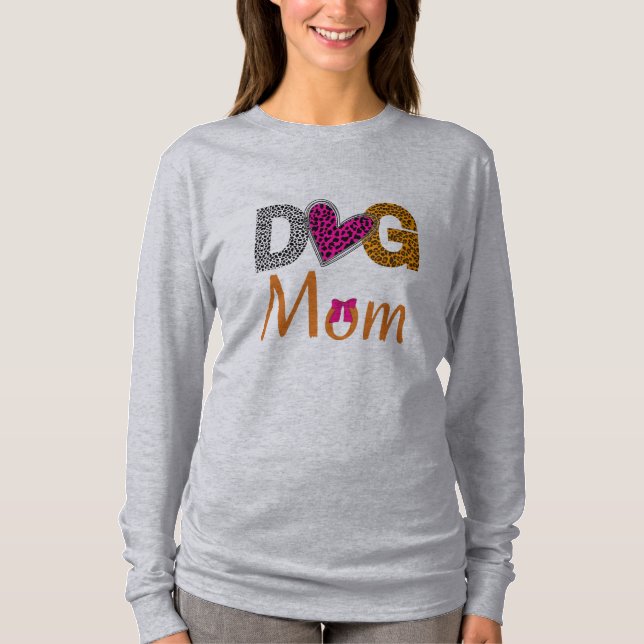 Camiseta Mamá Perro Estampado de Leopardo/Regalo de Moda pa (Anverso)