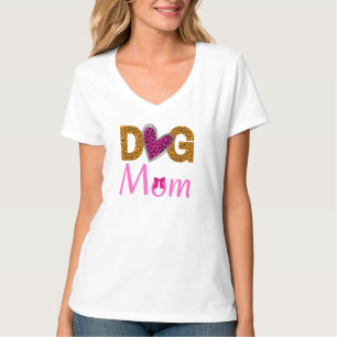 Camiseta Mamá Perro Estampado de Leopardo/Tendencia Amante