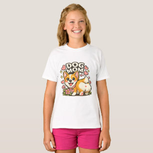 Camiseta Mamá Perro Lindo Corgi Pegatina Kawaii Flor, Arte