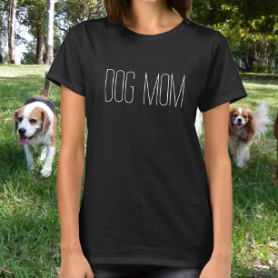 Camiseta Mamá Perro Minimalista Tipografía Blanca