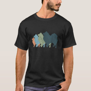 Camiseta Mamá Perro Papá Silueta Vintage Keeshonden