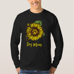 Camiseta Mamá Perro Patas De Perro Girasol Mamá Perro Día D