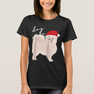 Camiseta Mamá Perro Pomerania Blanca Raglan de Navidad