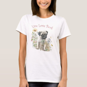 Camiseta Mamá Perro Pug Floral