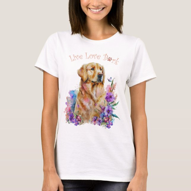 Camiseta Mamá Perro Retriever Dorado Floral (Anverso)