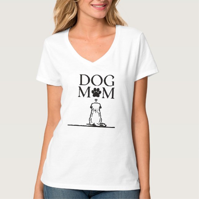 Camiseta Mamá Perro Sentada Con Boceto De Perro Leal (Anverso)