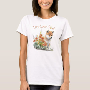 Camiseta Mamá Perro Shiba Inu Floral