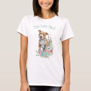 Camiseta Mamá Perro Terrier de Staffordshire Floral