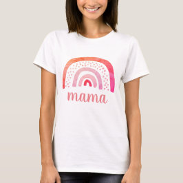Camiseta Mama Personalizado Boho Rosa Naranja Arcoíris