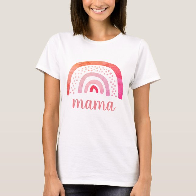 Camiseta Mama Personalizado Boho Rosa Naranja Arcoíris (Anverso)