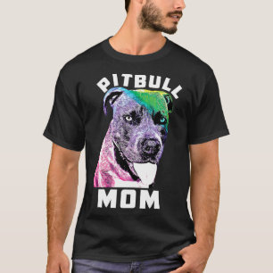 Camiseta Mamá Pitbull de Nariz Azul Estilo Pop Art Cool Muj