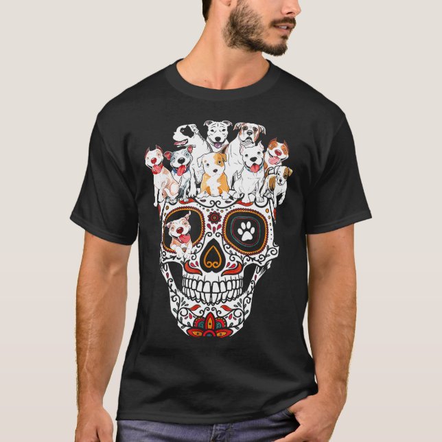 Camiseta Mamá Pitbull Sugar Skull Shirt Graciosa Perro Góti (Anverso)