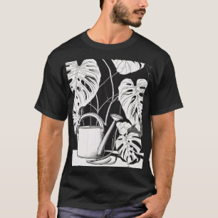 Camiseta Mamá Planta Arte Minimalista de Hoja de Monstera P