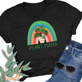 Camiseta Mamá Planta Boho Jardín Arcoíris Hojas de Monstera