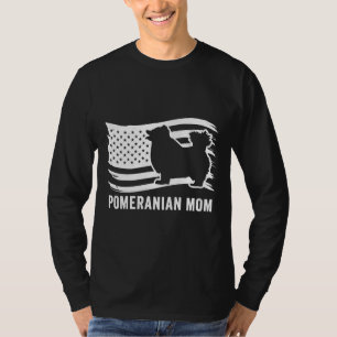 Camiseta Mamá pomerania Perro pomerania Bandera de EE. UU.