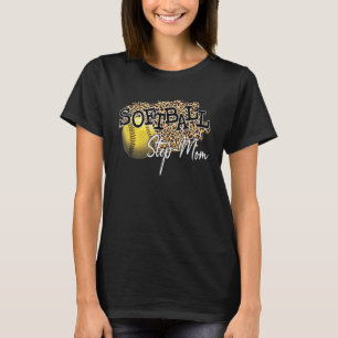 Camiseta Mamá por pasos de sóftbol leopardo Mamá por pasos
