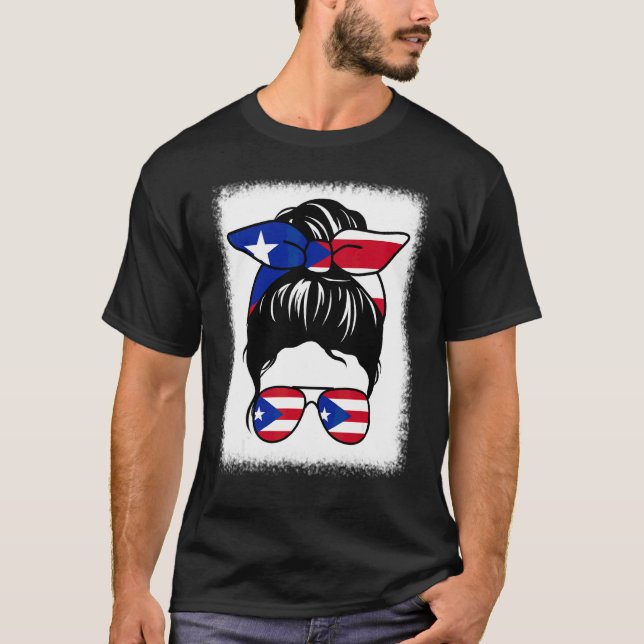 Camiseta Mamá puertorriqueña blanqueada y desordenada, un P (Anverso)