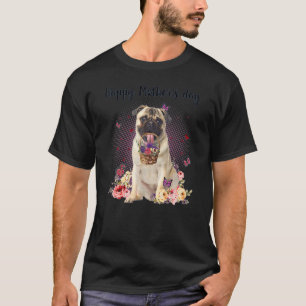 Camiseta Mamá Pug Lindo Flor Feliz Día de la Madre Amor Per