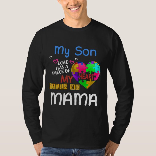Camiseta Mama Puzzle Son Special Autism Awareness (Anverso)