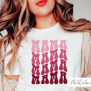 Camiseta Mama Retro Lettering, Wavy Text, Mother's Day
