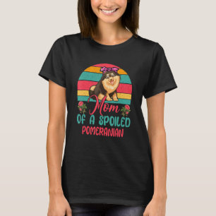 Camiseta Mamá Retro Vintage De Un Pomerania Mimado Perro Li