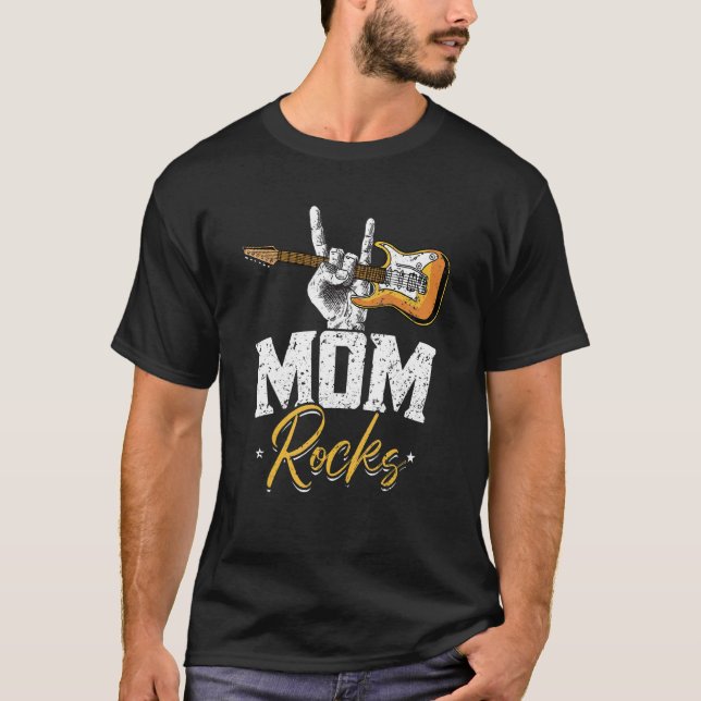 Camiseta Mamá Roca Rock Y Rodea Guitarra Electrónica Rock (Anverso)
