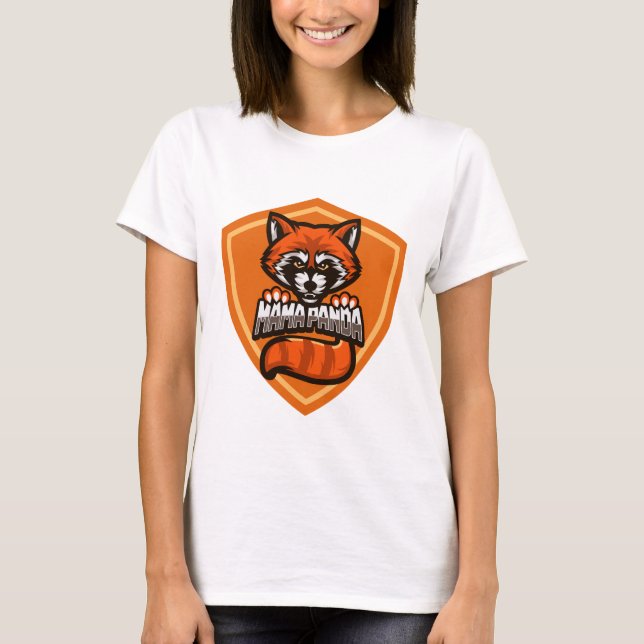 Camiseta Mama Roja Panda expresiva (Anverso)