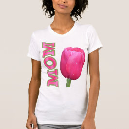 Camiseta Mamá rosa con tulipán rosa