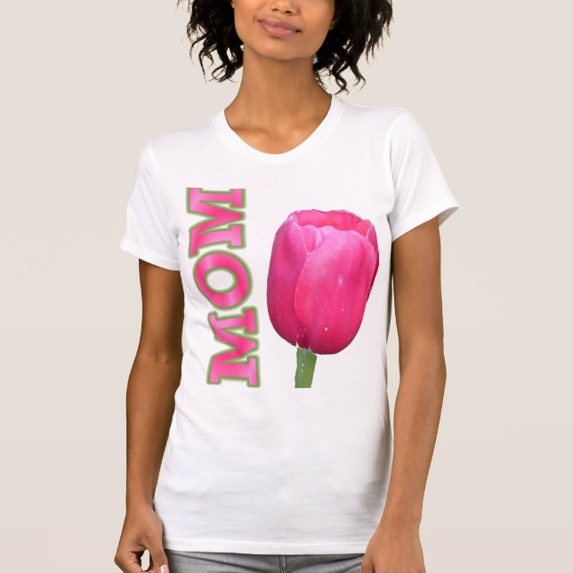 Camiseta Mamá rosa con tulipán rosa (Anverso)