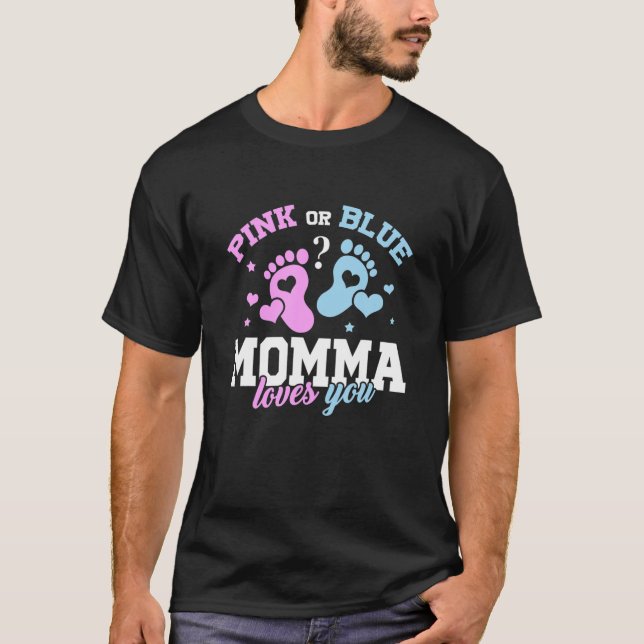 Camiseta Mamá Rosa O Azul ama A Tu Bebé Sexo Revelar Pa (Anverso)