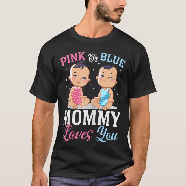 Camiseta Mamá Rosa O Azul Te Ama Anuncio De Revelación De G (Anverso)