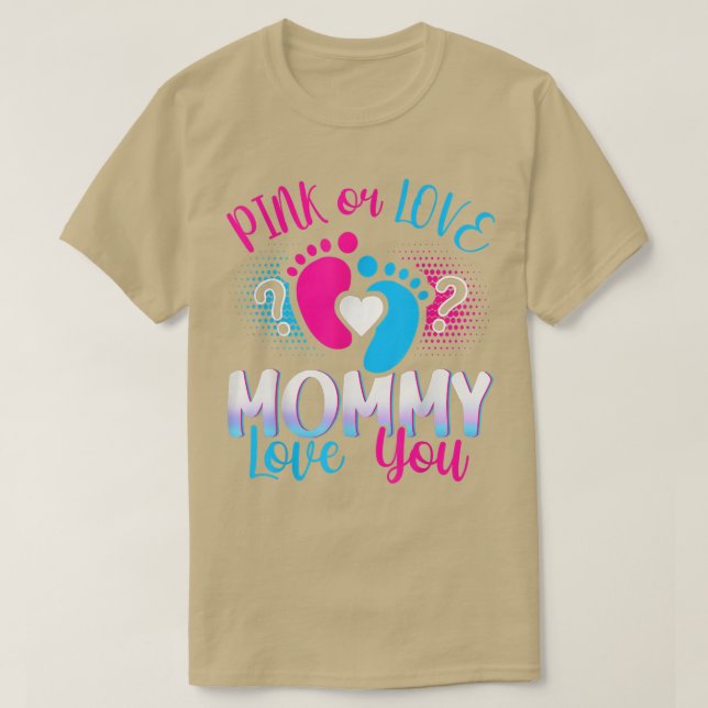 Camiseta Mamá Rosa O Azul Te Ama El Género Del Bebé Revelar (Diseño del anverso)