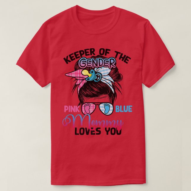 Camiseta Mamá rosa o azul te ama Gafas de bollos desordenad (Diseño del anverso)