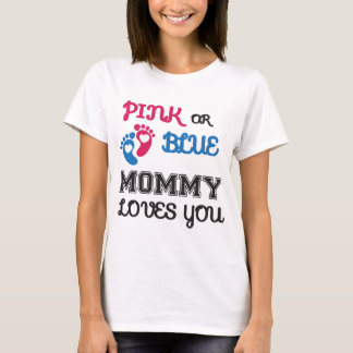 Camiseta Mamá rosa o azul te ama, revelación de género