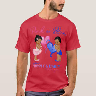 Camiseta Mamá rosa o azul y papá te aman revelación de géne