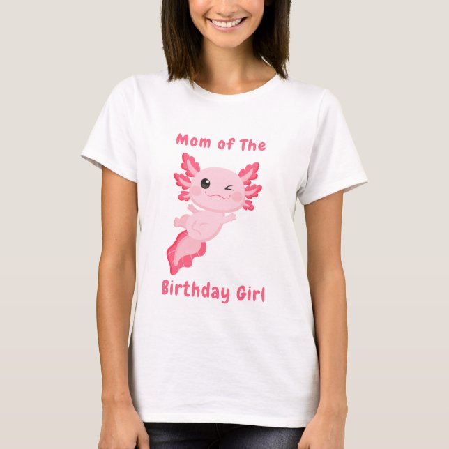 Camiseta Mamá rosa personalizada del chica de cumpleaños ax (Anverso)