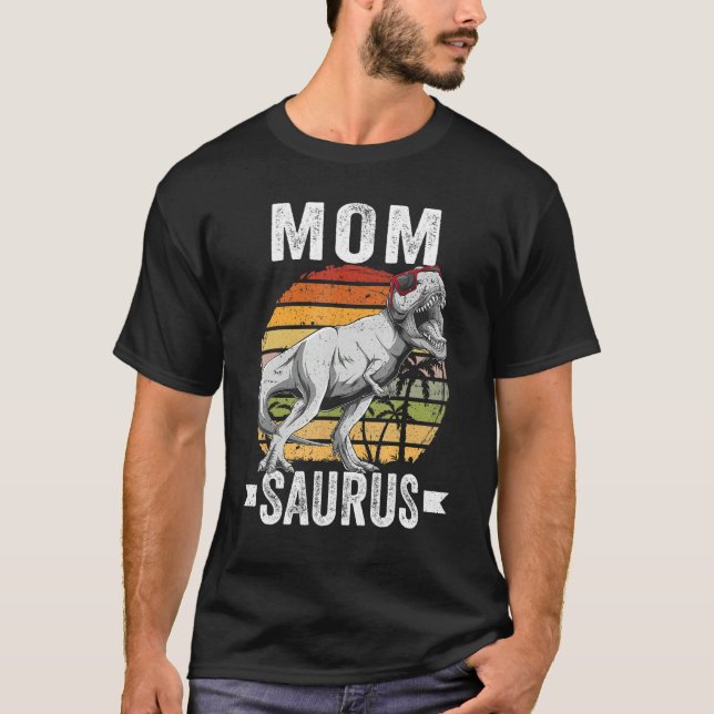 Camiseta Mamá Saurus Dinosaur Momsaurus Familia Que Coincid (Anverso)