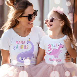Camiseta Mamá Saurus Mamá Del Dinosaurio Chica De Cumpleaño