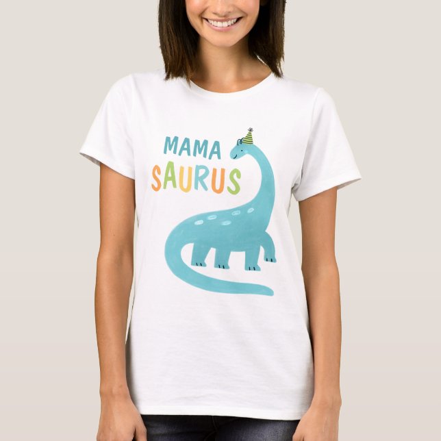 Camiseta Mamá Saurus Mamá Del Dinosaurio Del Niño De Cumple (Anverso)