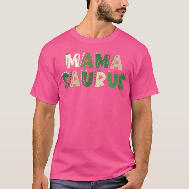 Camiseta Mama Saurus Matando Familiares Hombres de Dinosaur (Anverso)