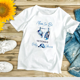 Camiseta Mamá será. Es un niño, zapatos de bebé azules, duc