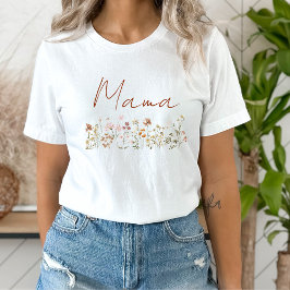 Camiseta Mamá será un Baby Shower de flores silvestres