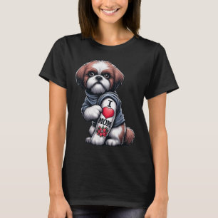 Camiseta Mamá Shih Tzu amo a mamá perro Shih Tzu tatuaje Fu