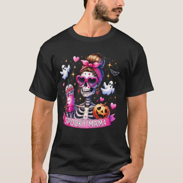 Camiseta Mamá Skeleton con fantasía Café Jack O Lantern Hal (Anverso)