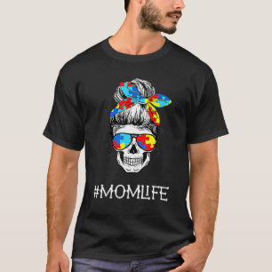 Camiseta Mamá Skull Cansada De Conciencia De Autismo Agotad