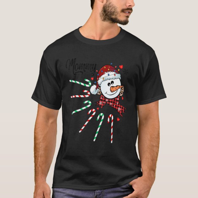 Camiseta Mamá Snowman Candy Cane Navidades Xmas Gracioso (Anverso)