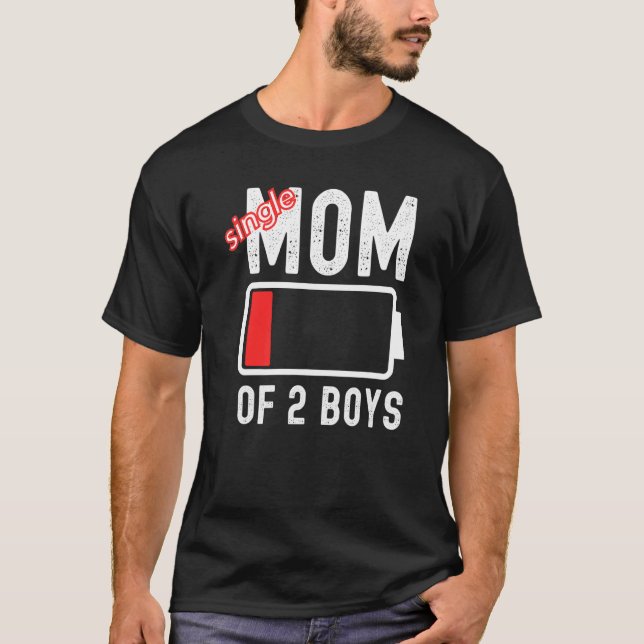 Camiseta Mamá Soltera De 2 Niños Con Día de la Madre De Bat (Anverso)