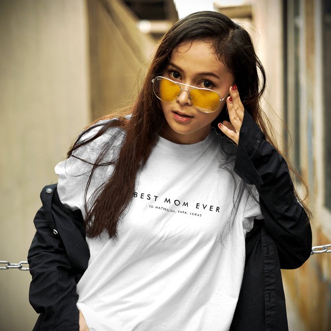 Camiseta Mamá soltera moderna mejor madre nunca blanca (Subido por el creador)