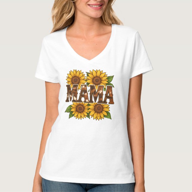 Camiseta Mama Sunflowers: Regalo para el Rústico Día de la  (Anverso)